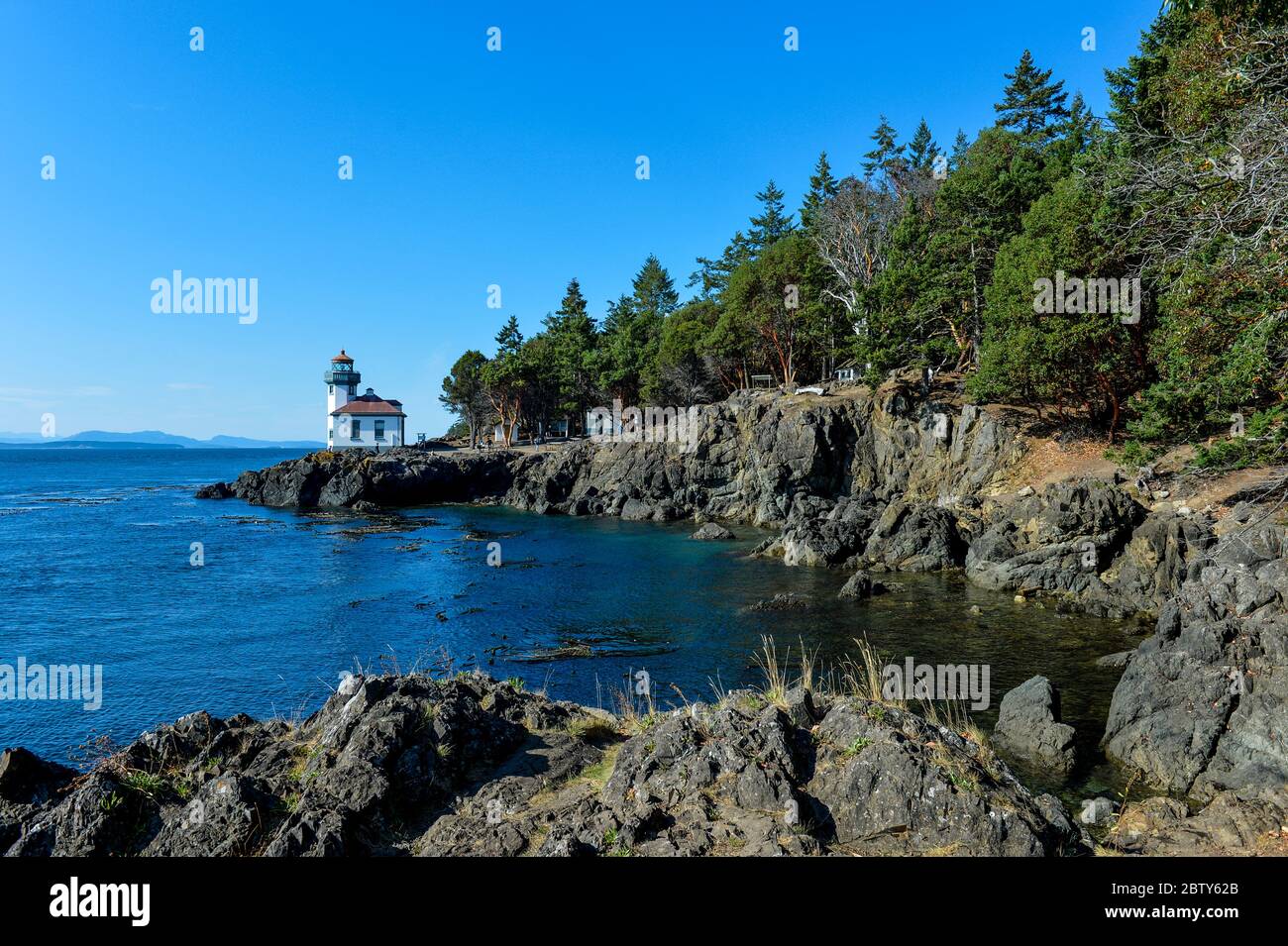 Lime Kiln Lighthouse, San Juan island, Washington State, United States of America, North America Stock Photo