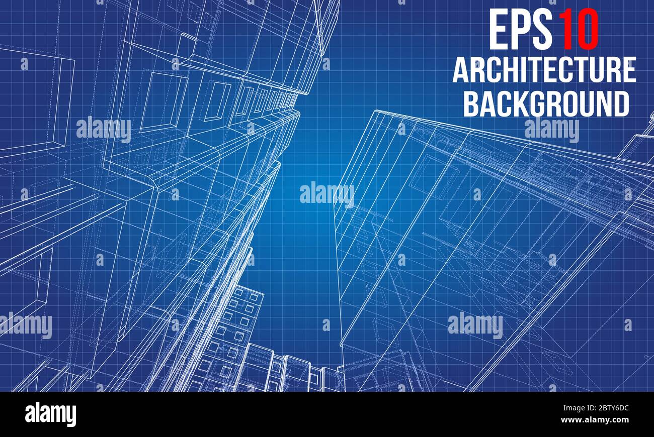 Vector wire-frame model of a multi-storey building Stock Vector