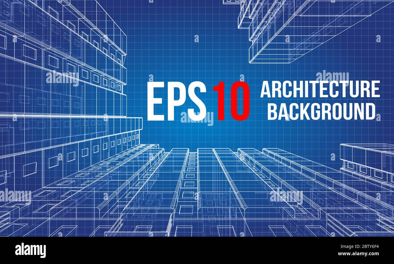 Vector wire-frame model of a multi-storey building Stock Vector