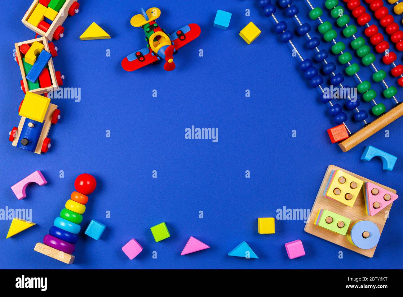 Wooden educational geometric stacking blocks toy, wooden train, red ...