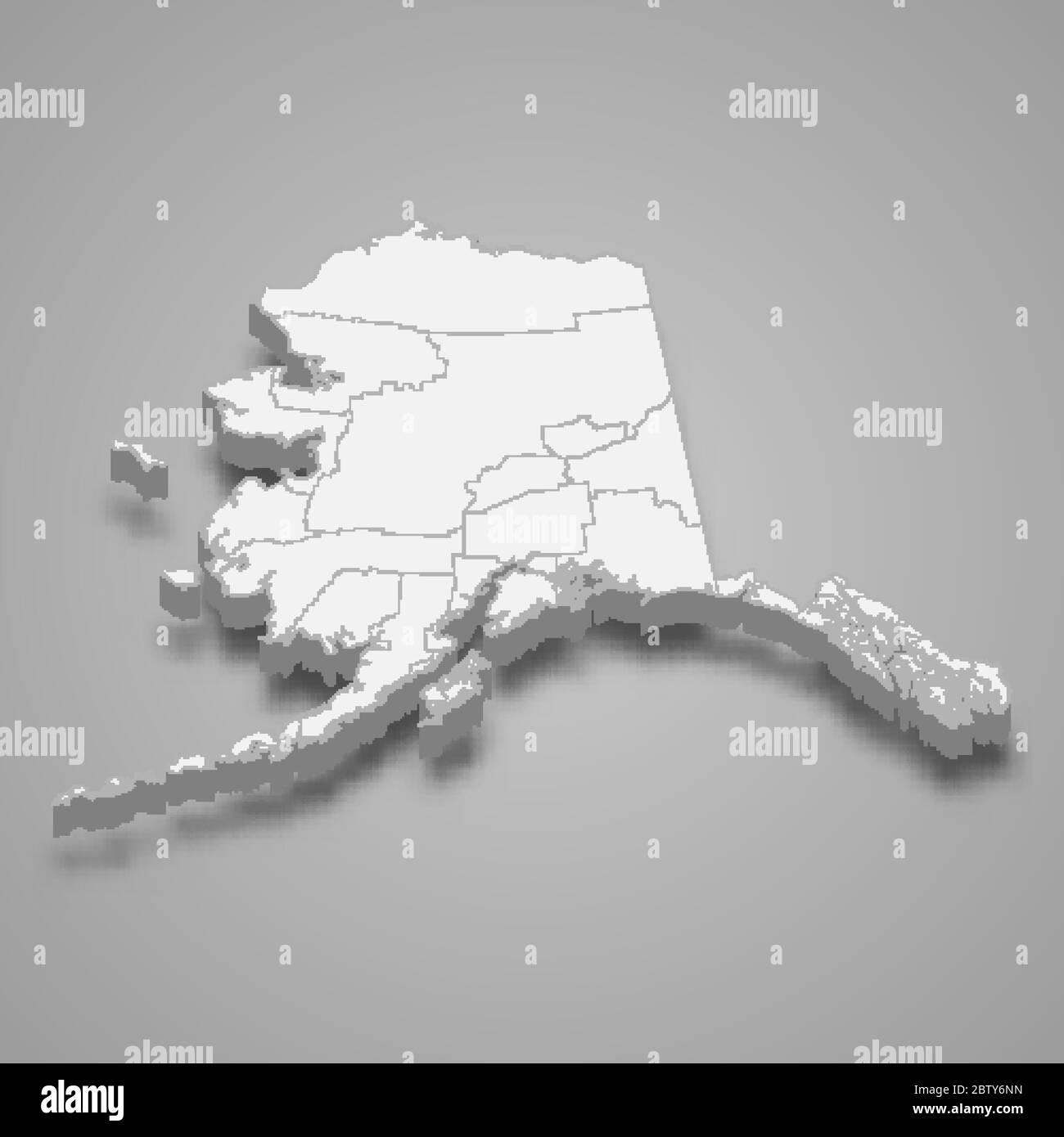 3d map of Alaska is a state of United States Stock Vector