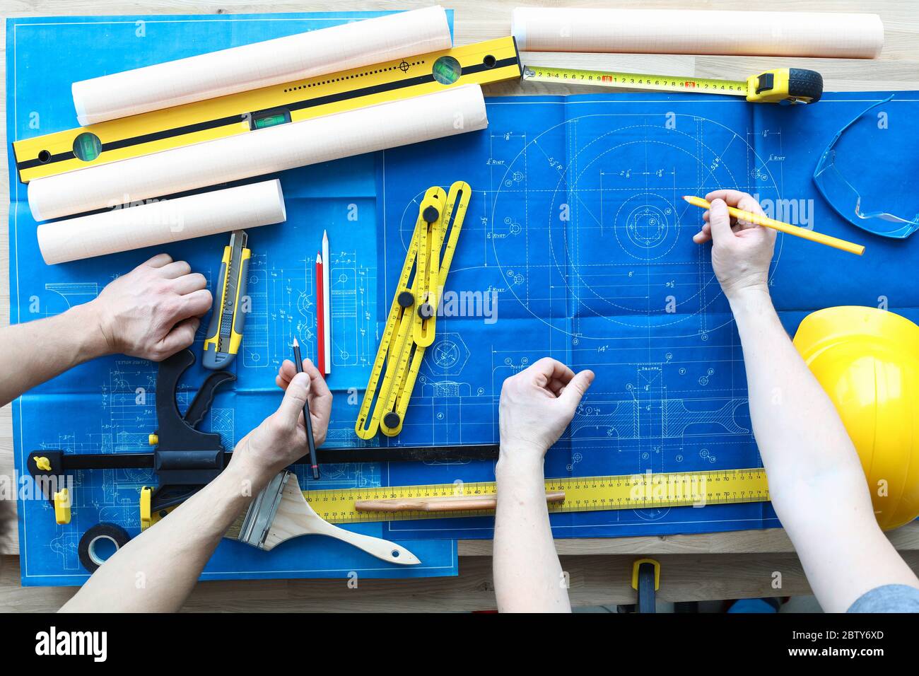 Professional repairmans at work Stock Photo