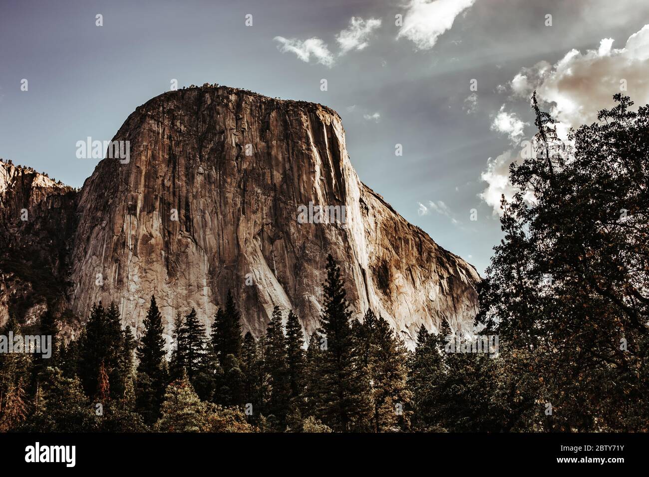 World famous rock climbing wall of El Capitan, Yosemite national park, California, usa Stock
