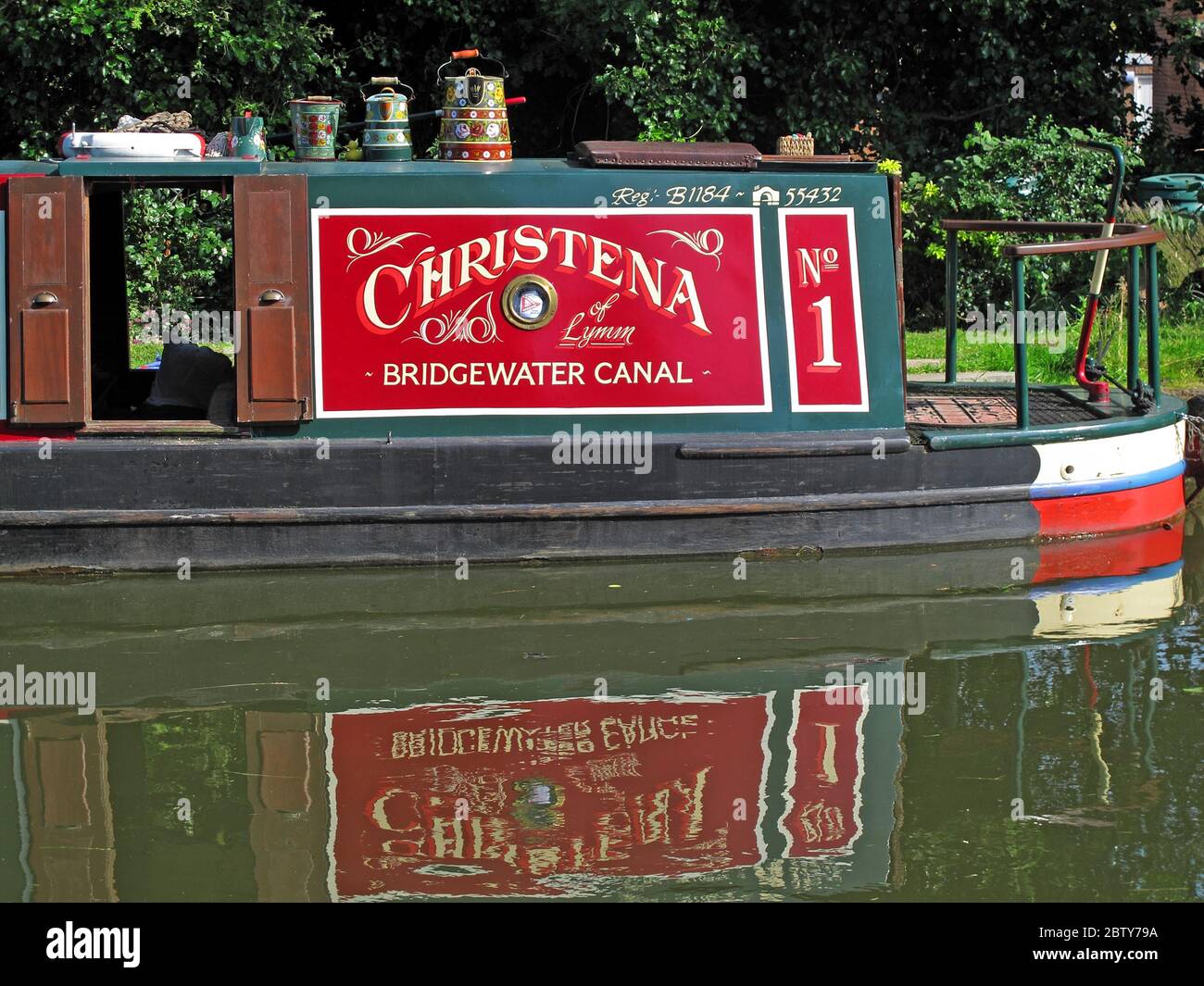 Christina, Bridgewater Canal narrowboat, Warrington, Cheshire England, UK, WA4 2SJ Stock Photo