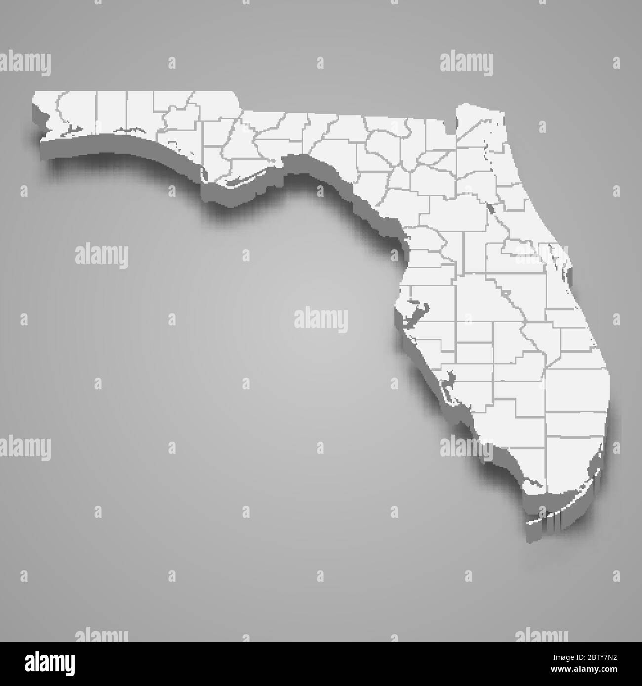 3d map of Florida is a state of United States Stock Vector Image & Art