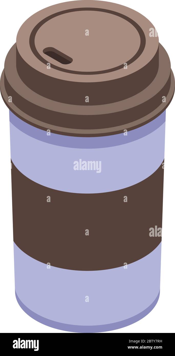 Coffee plastic cup icon, isometric style Stock Vector