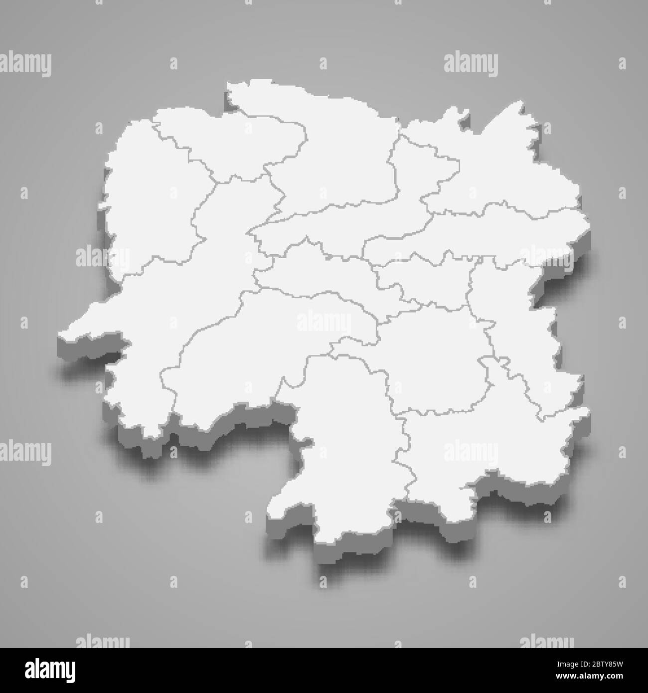 3d map of Hunan is a province of China Stock Vector