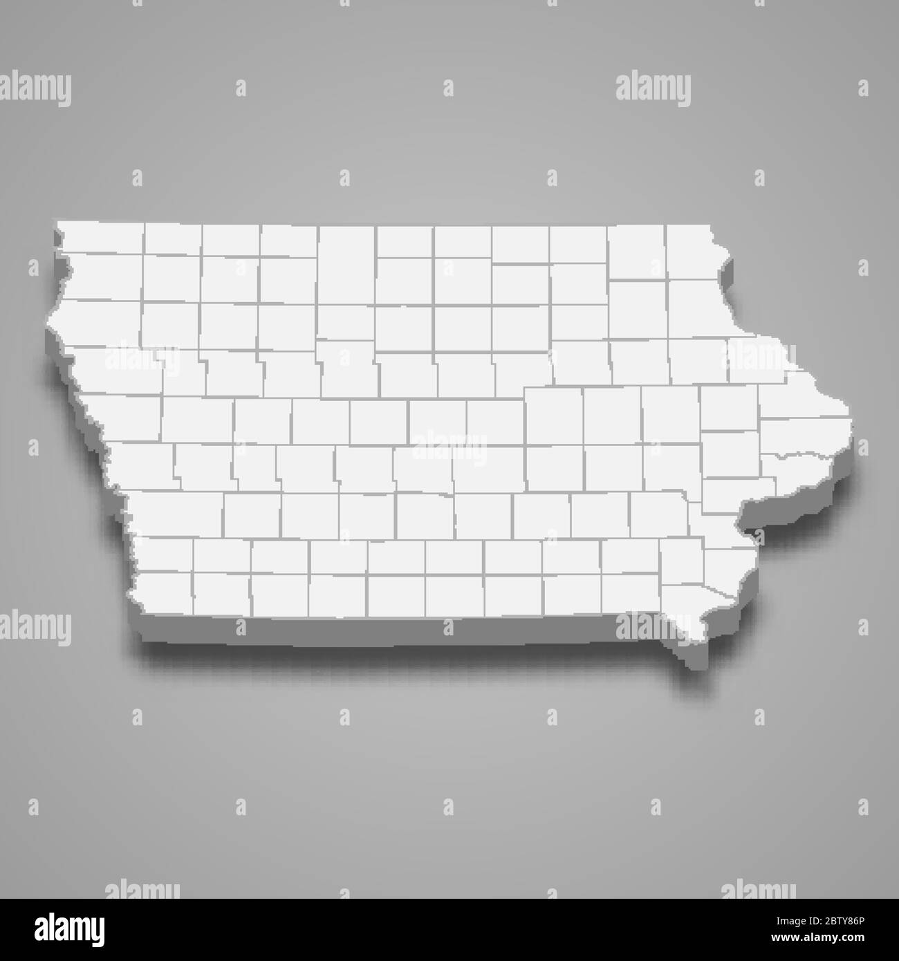 3d map of Iowa is a state of United States Stock Vector