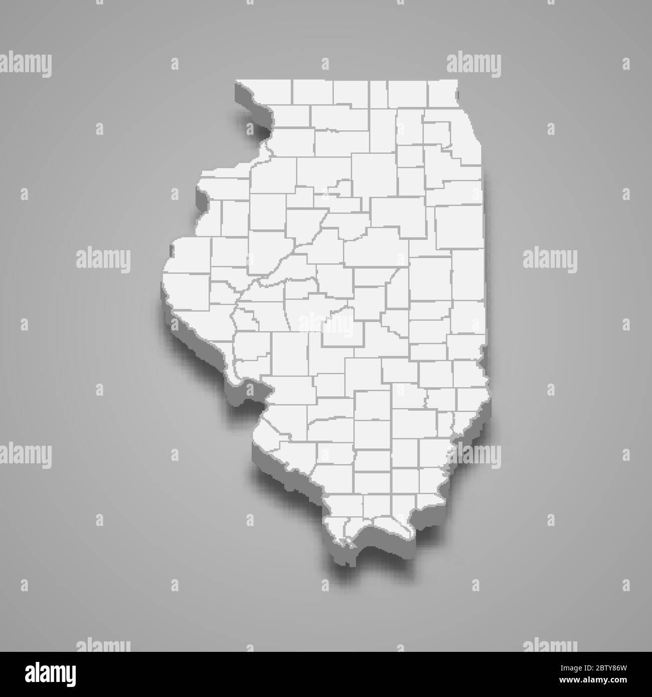 3d map of Illinois is a state of United States Stock Vector Image & Art