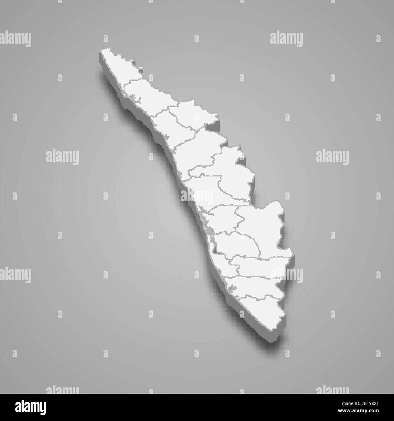 3d map of Kerala is a state of India Stock Vector