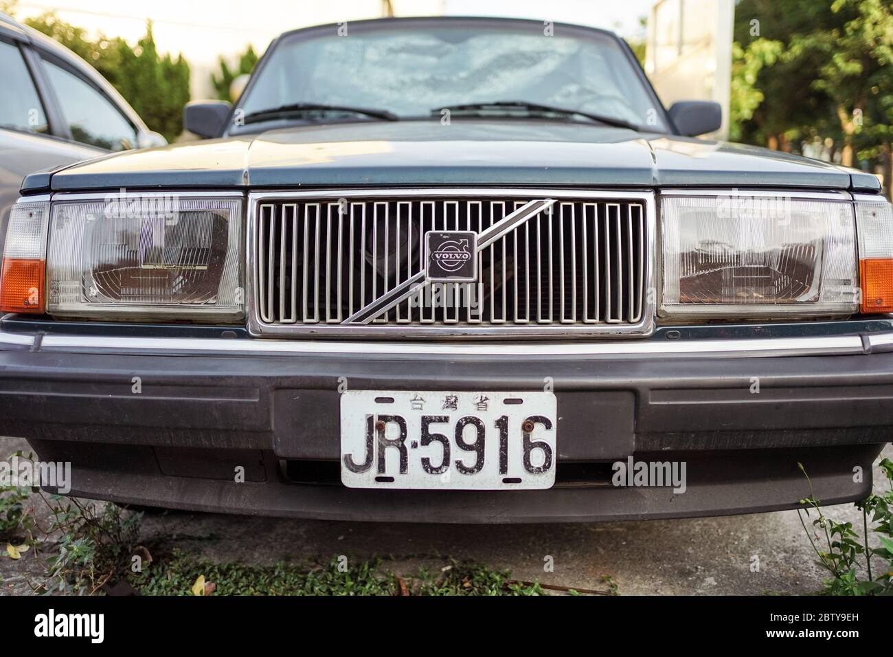 Hsinchu / Taiwan - September 15, 2019: front image of old Volvo car with Taiwanese number plate Stock Photo