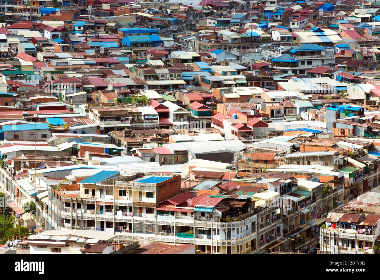 Colorful rooftops of Phnom Penh, capital city of Cambodia, Indochina, Southeast Asia, Asia Stock Photo