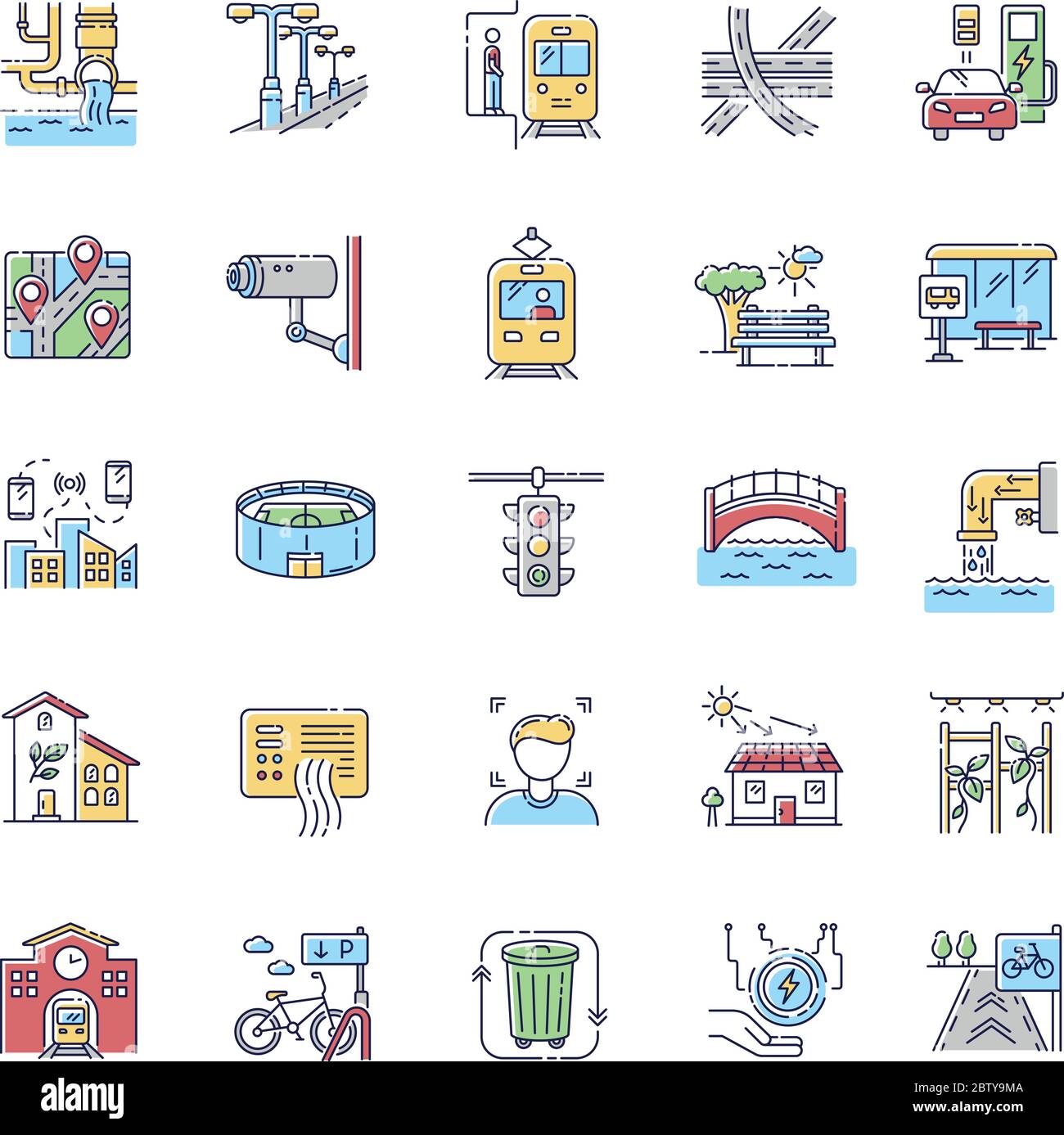 Urban infrastructure RGB color icons set Stock Vector Image & Art - Alamy