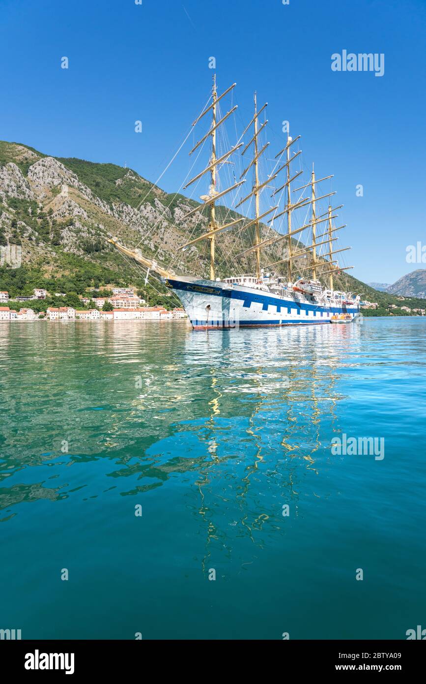 Royal Clipper, the Worlds largest full-rigged sailing ship, Kotor, Montenegro, Europe Stock Photo