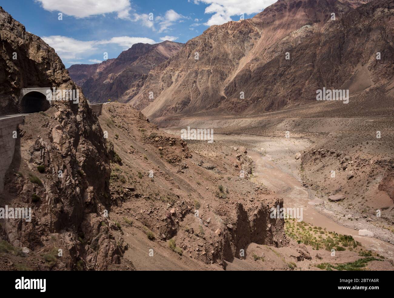 Argentine side of Libertadores Pass over Andes, from Santiago to Mendoza, Argentina, South America Stock Photo