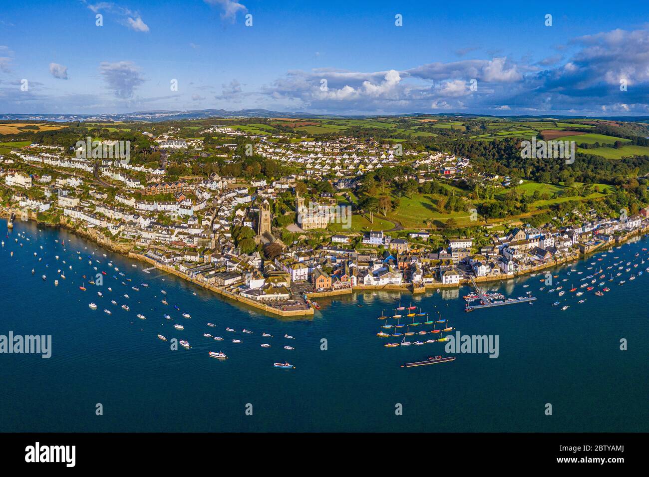 Aerial view over Fowey, Cornwall, England, United Kingdom, Europe Stock Photo