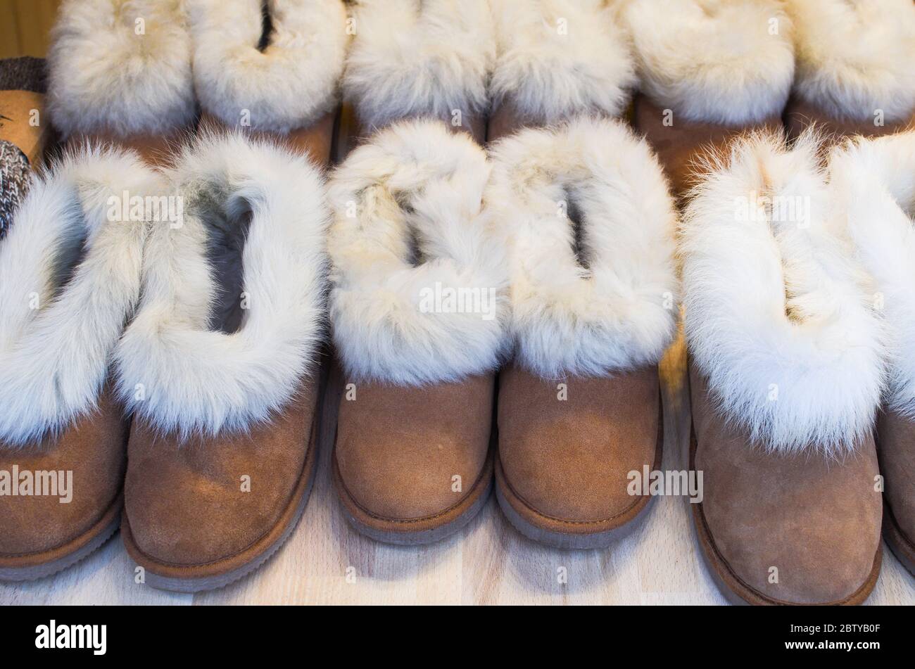 Brown turkish asian arabic indian ugg boots on the counter in the store in  Istanbul, Turkey Stock Photo - Alamy