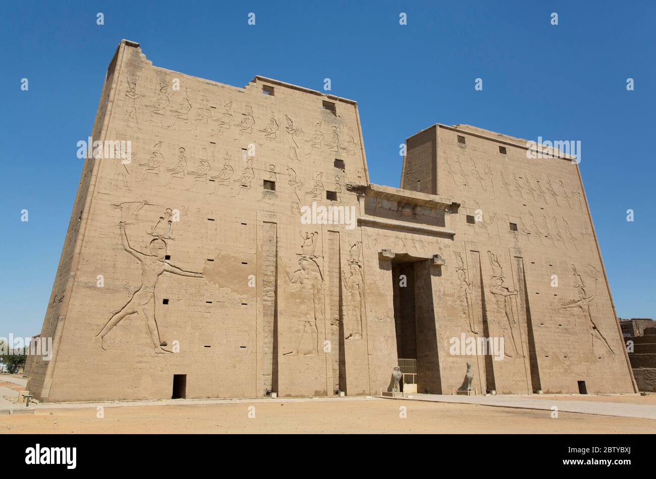 First Pylon, Temple of Horus, Edfu, Egypt, North Africa, Africa Stock