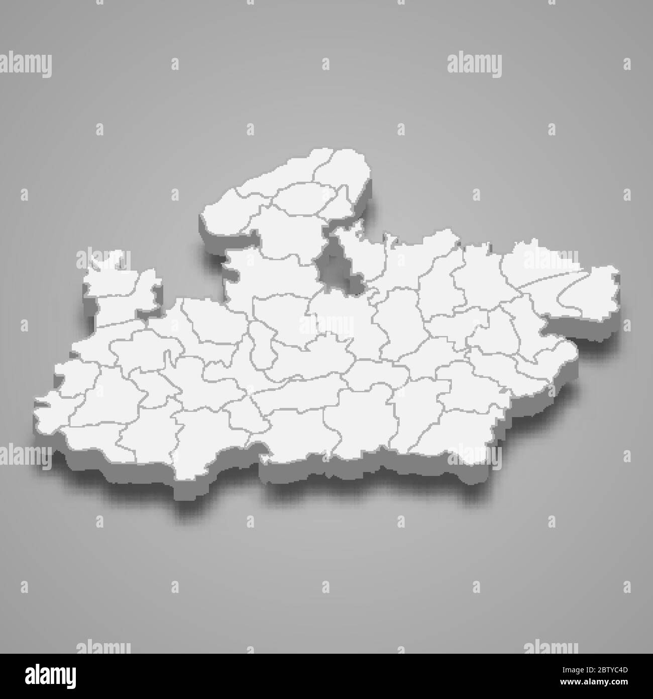 3d map of Madhya Pradesh is a state of India Stock Vector