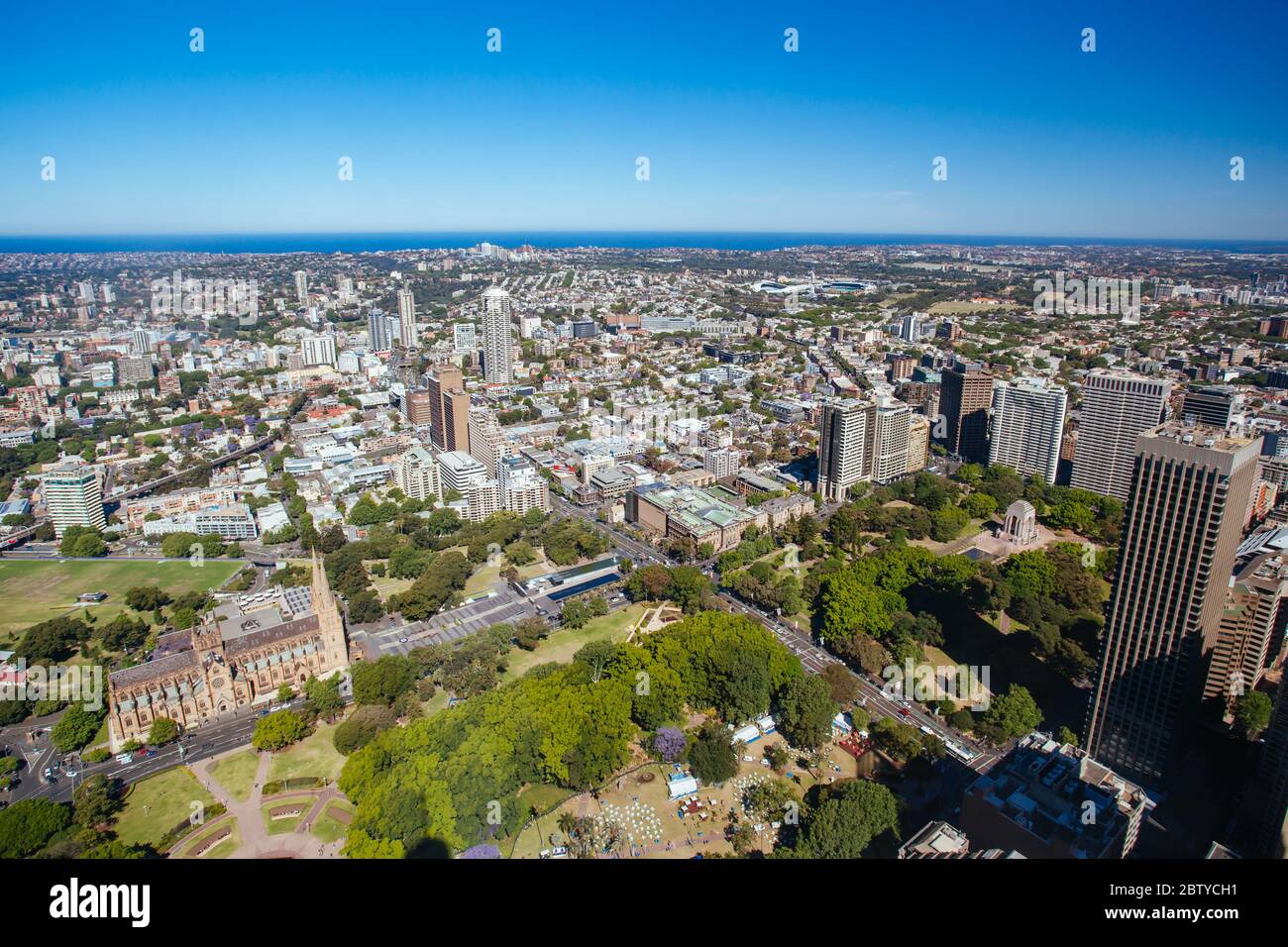 Aerial View of Sydney Looking East Towards Hyde Park Stock Photo