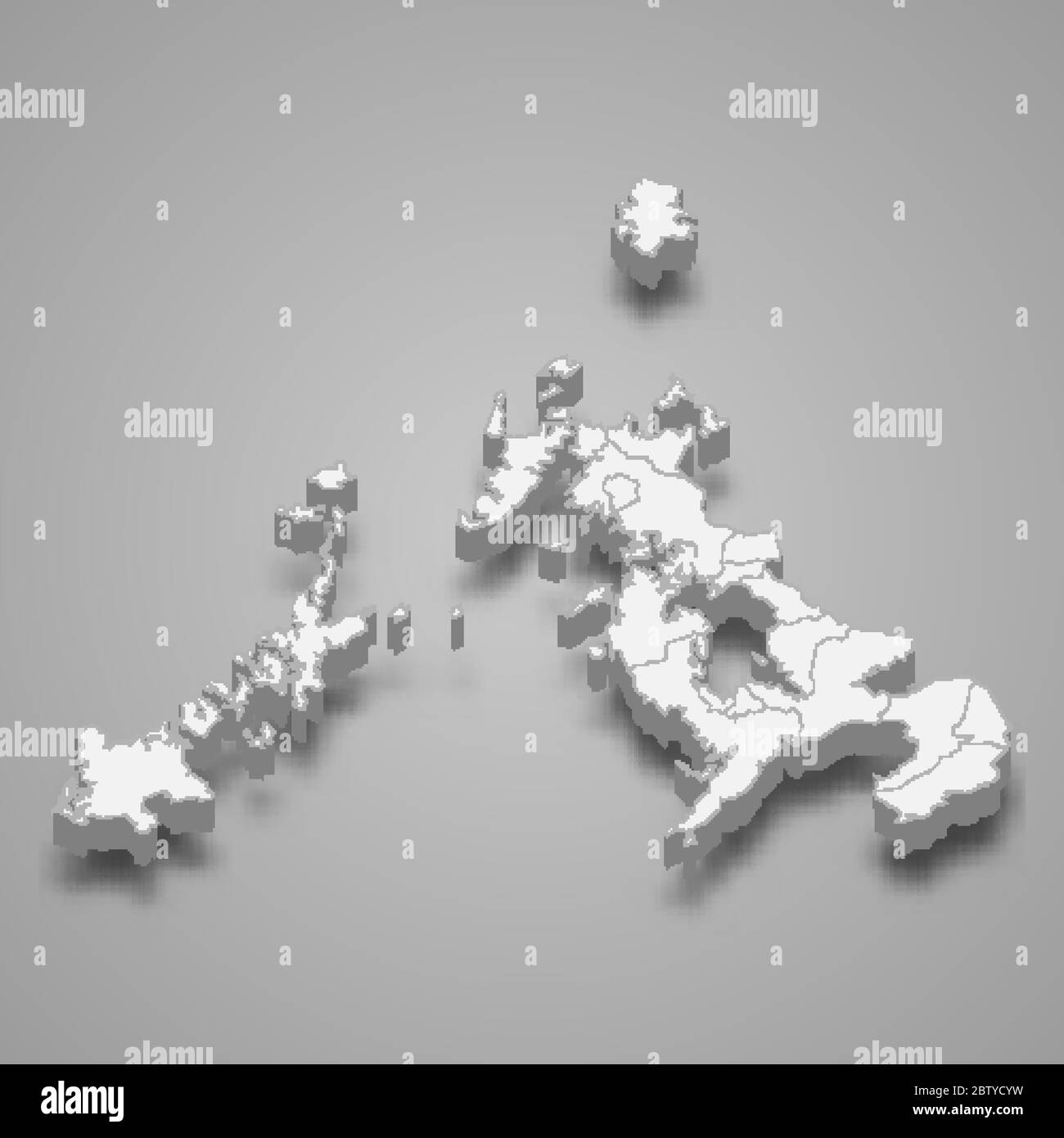 3d map of Nagasaki is a prefecture of Japan Stock Vector