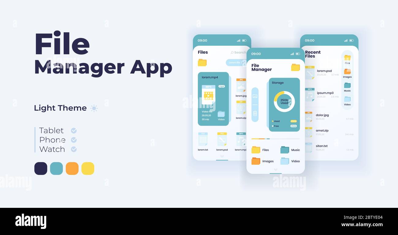 File management system cartoon smartphone interface vector templates ...