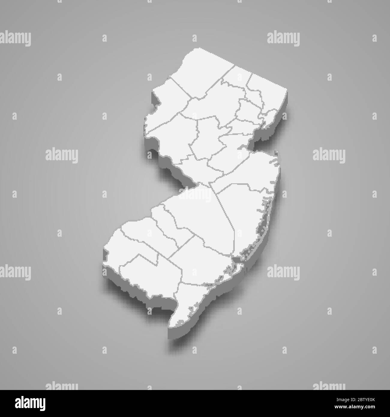 3d map of New Jersey is a state of United States Stock Vector Image & Art Alamy