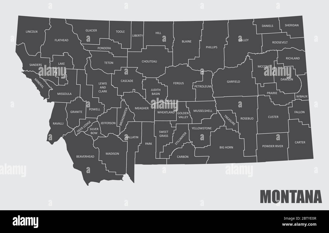 Montana county map Stock Vector