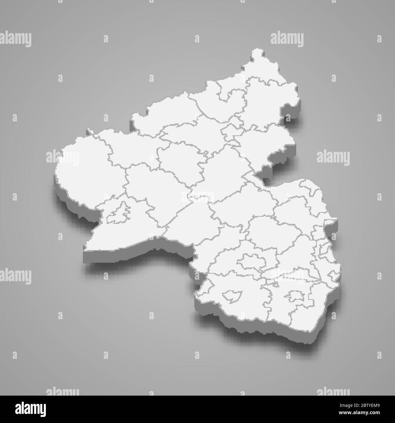 3d Map Of Rhineland Palatinate Is A State Of Germany Stock Vector Image 3d Map Of Rhineland Palatinate Is A State Of Germany 2BTYEM9 
