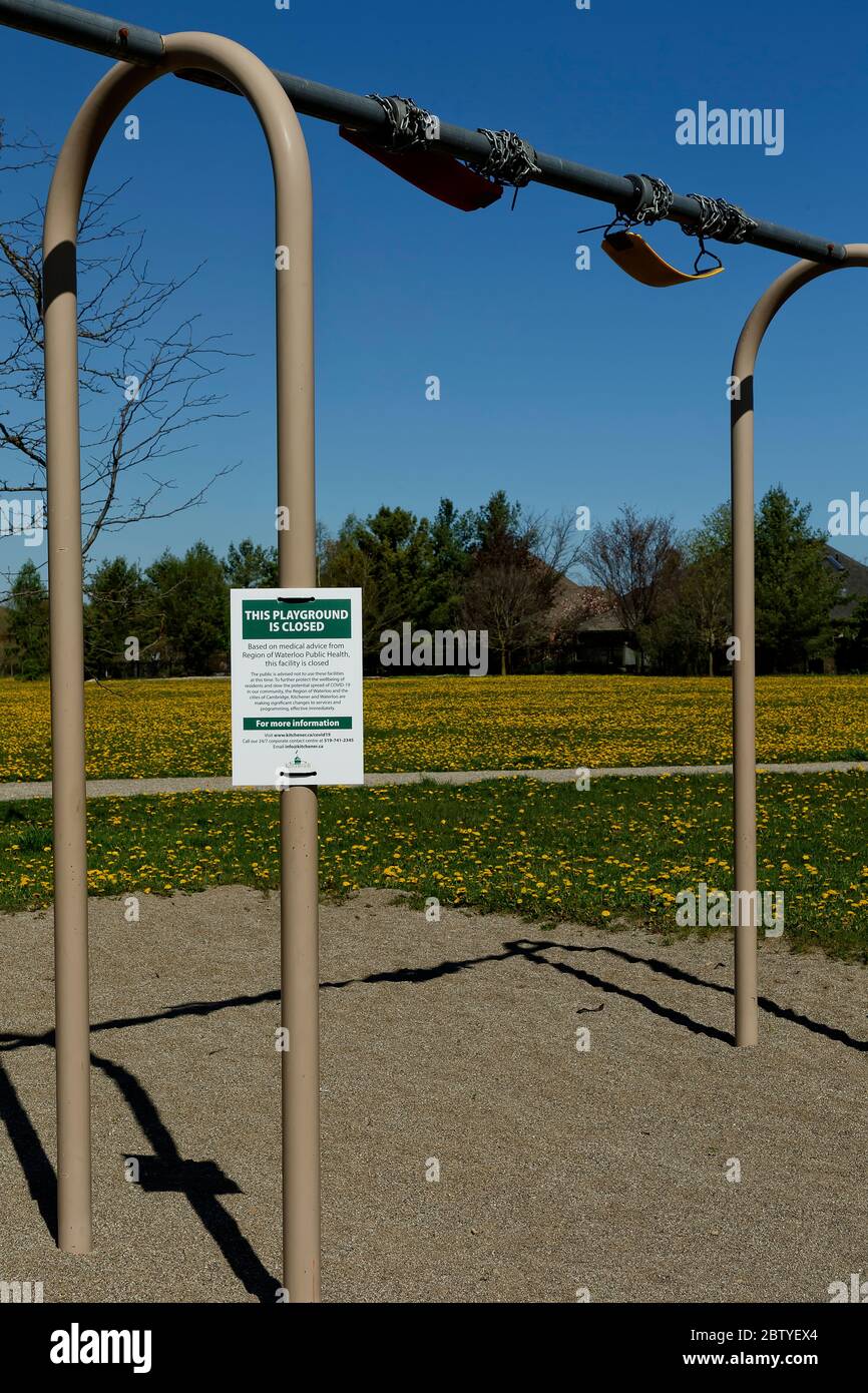 Empty playground due to COVID19. Ontario Canada Stock Photo