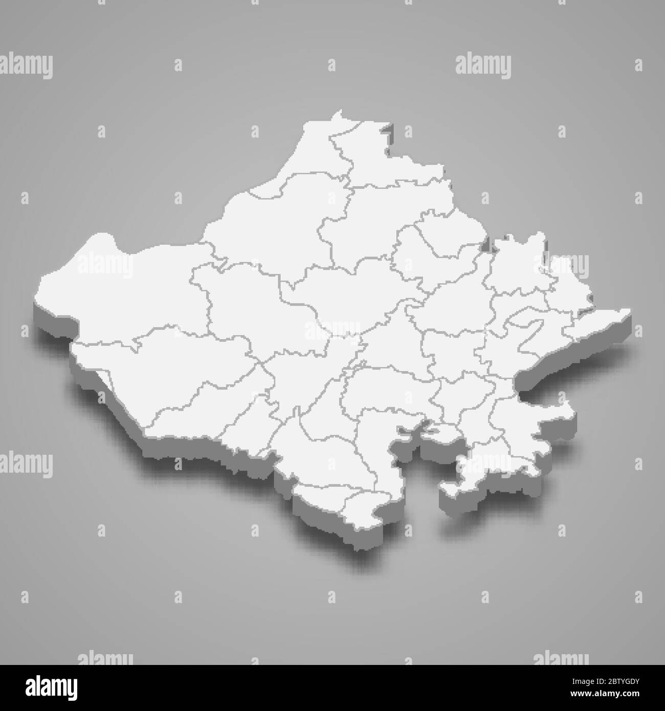 3d map of Rajasthan is a state of India Stock Vector