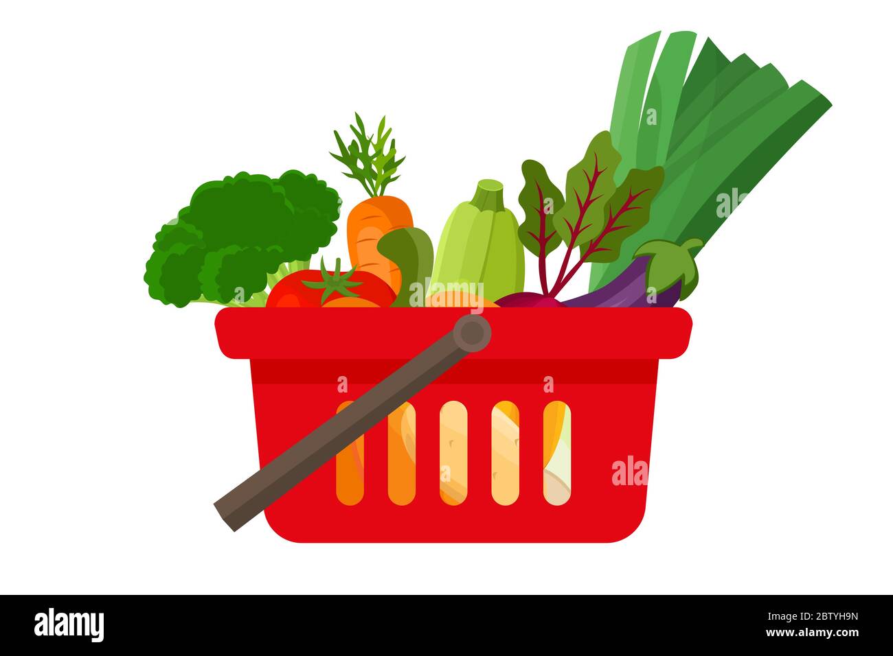 Shopping basket full of vegetables Stock Vector Image & Art - Alamy