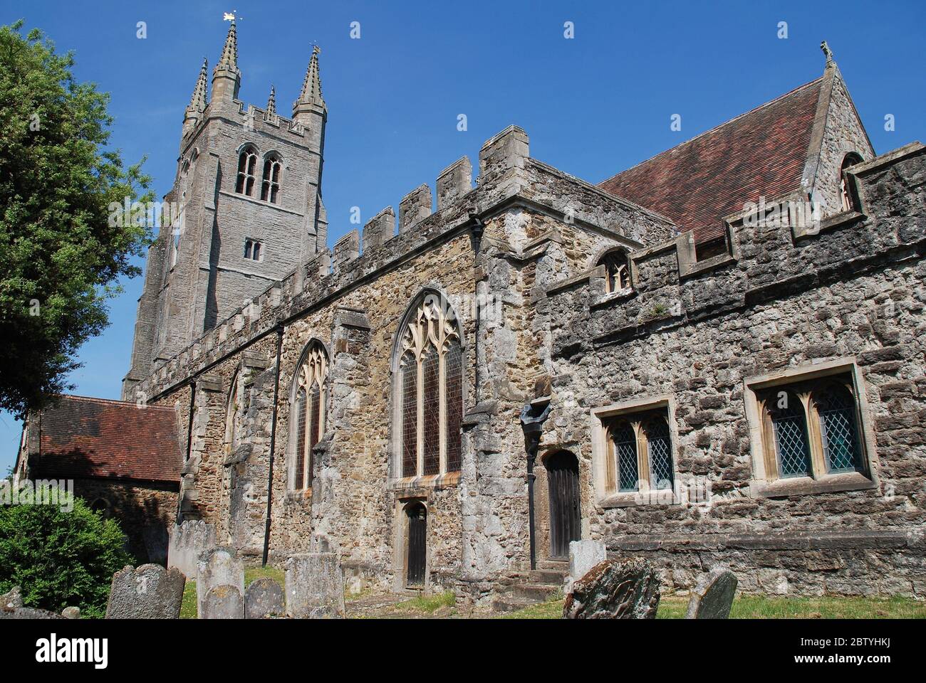 The twelfth century St. Mildred's church in Tenterden, Kent, England on May 27, 2020. Stock Photo