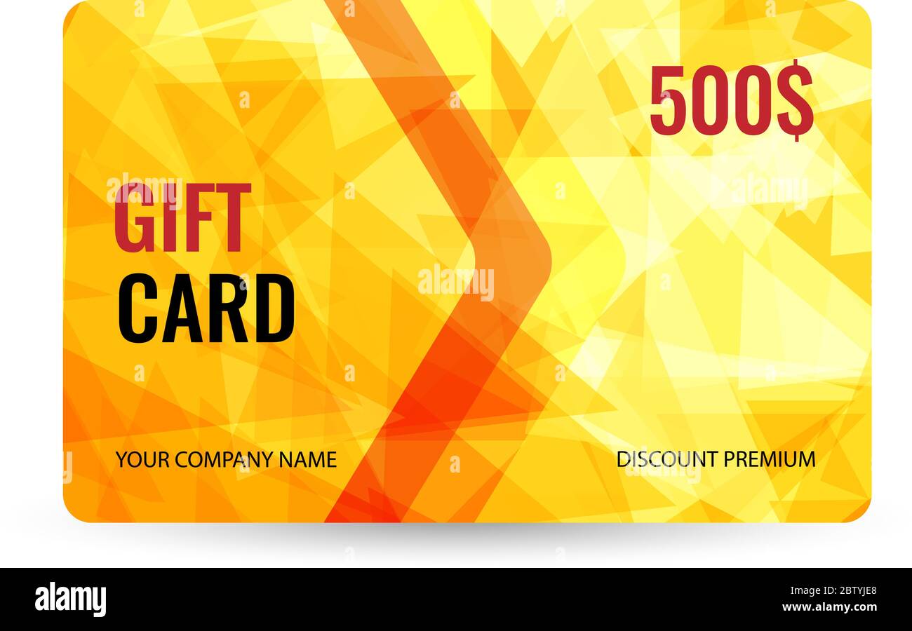 Gift card bright design with gold background of chaotically moving