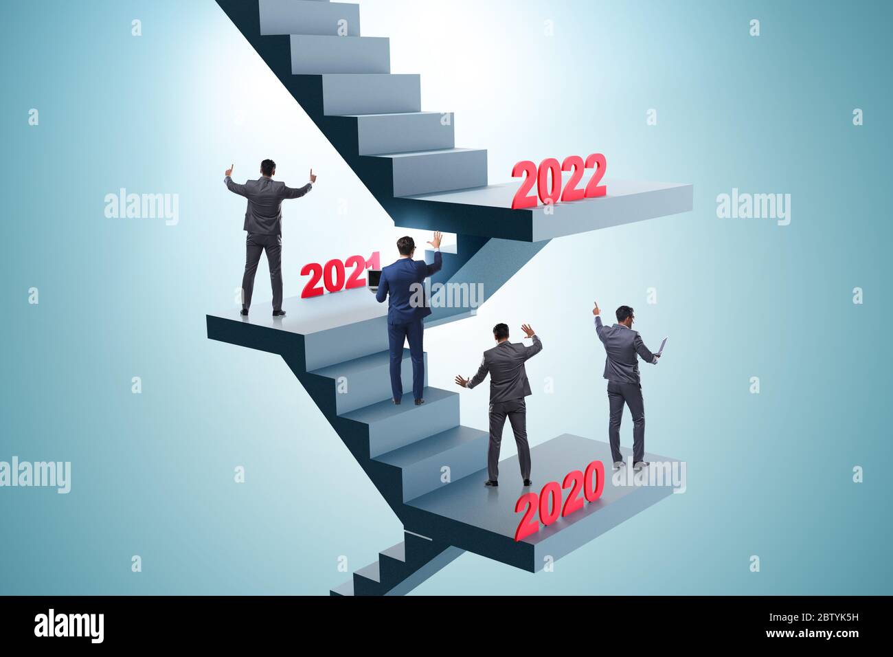 Businessman climbing the stairs on yearly basis Stock Photo - Alamy