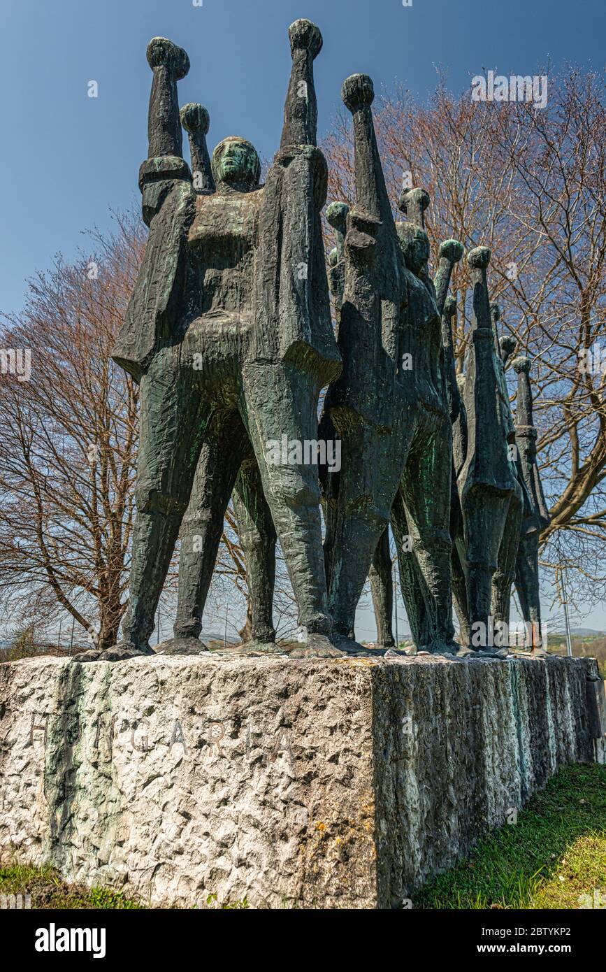 KZ memorial mauthausen, Monument for the hungarian Victims in NS concentration camp in 2nd WW Stock Photo