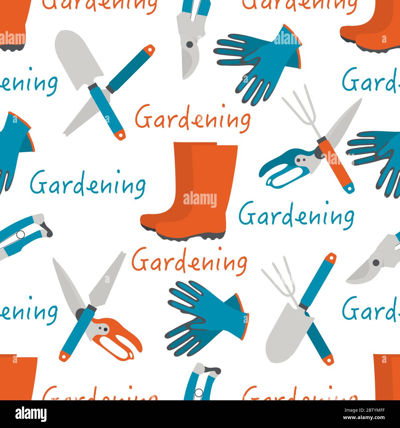 Vector seamless pattern Illustration with gardening tools and rubber ...