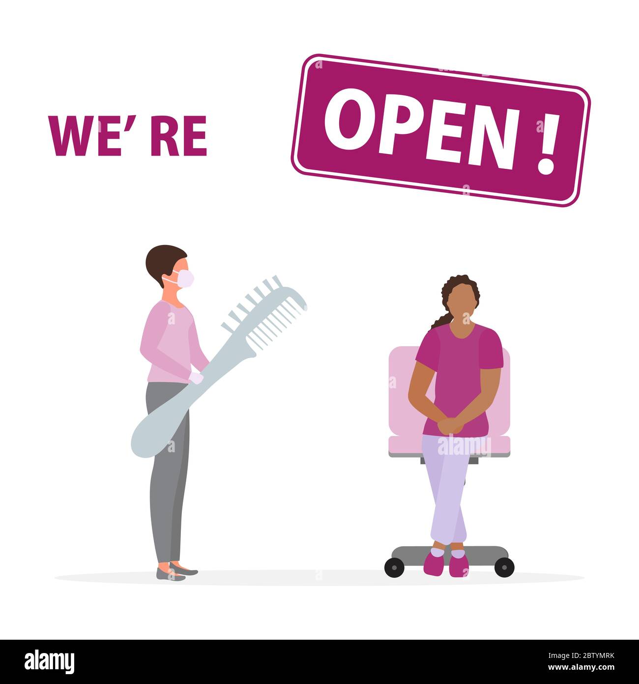 Vector illustration Reopening of hairdressers, spa salon after COVID19