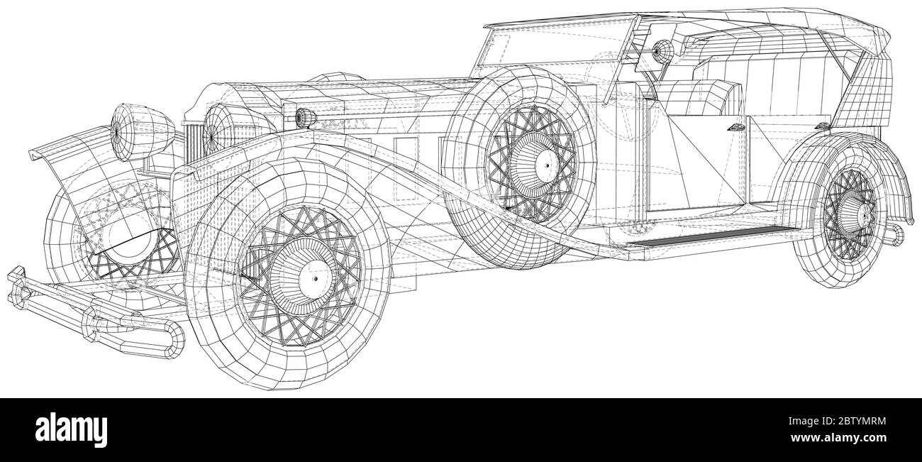 Classic car vector. Trucking vehicle. Wire-frame. The layers of visible ...