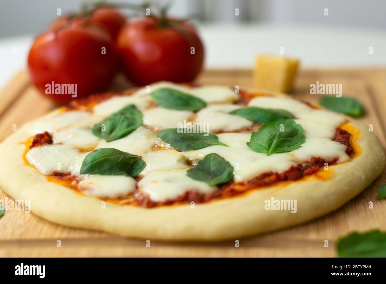 Homemade classic italian napoli pizza with tomato sauce, mozzarella