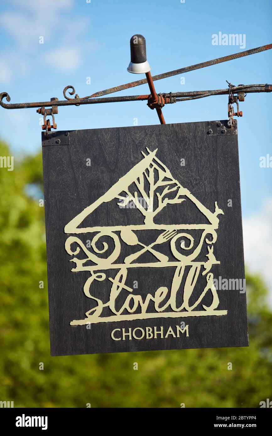 Stovell's Restaurant sign, Chobham, Surrey, England, UK Stock Photo