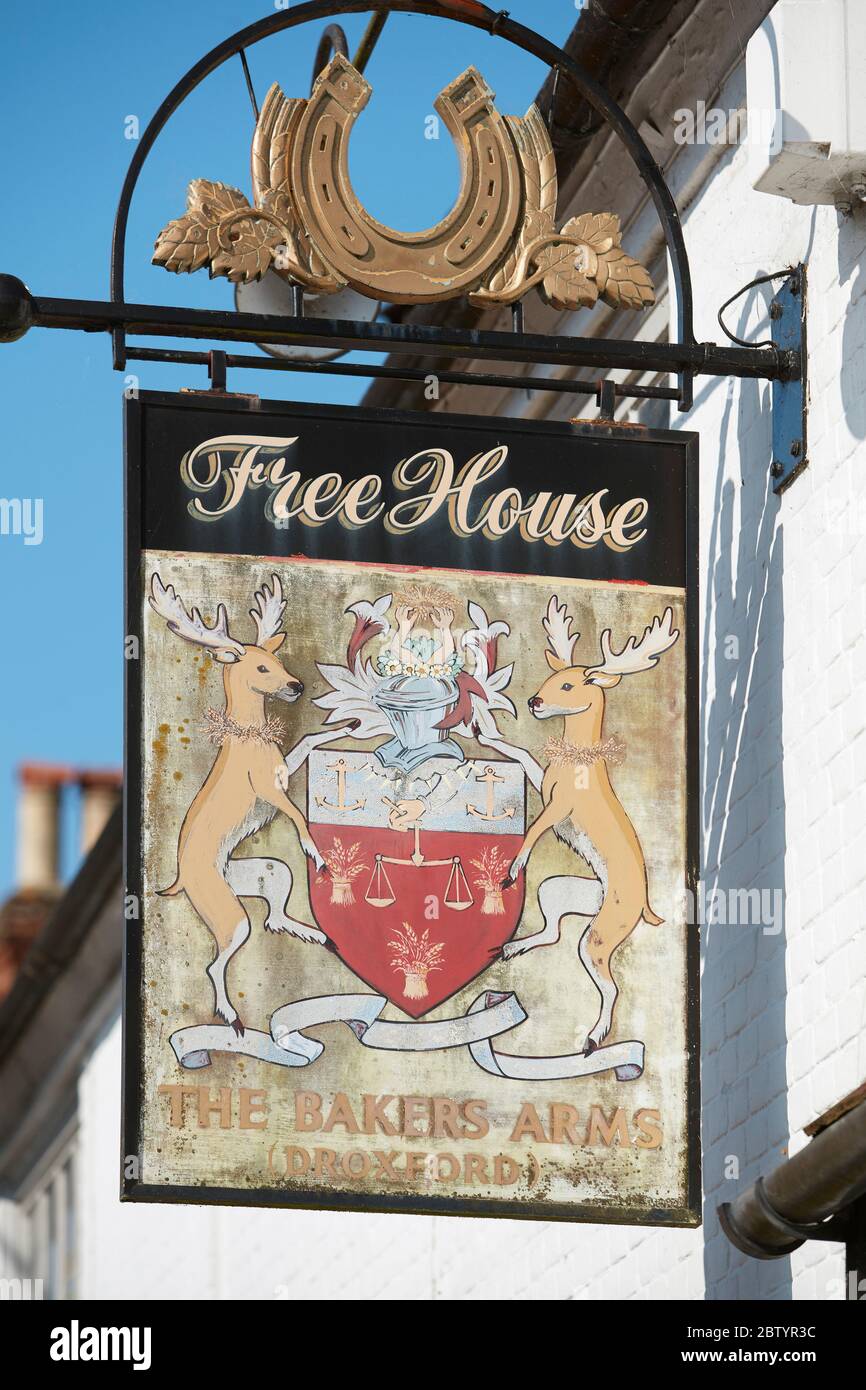 Bakers Arms pub sign, Droxford, England, UK Stock Photo