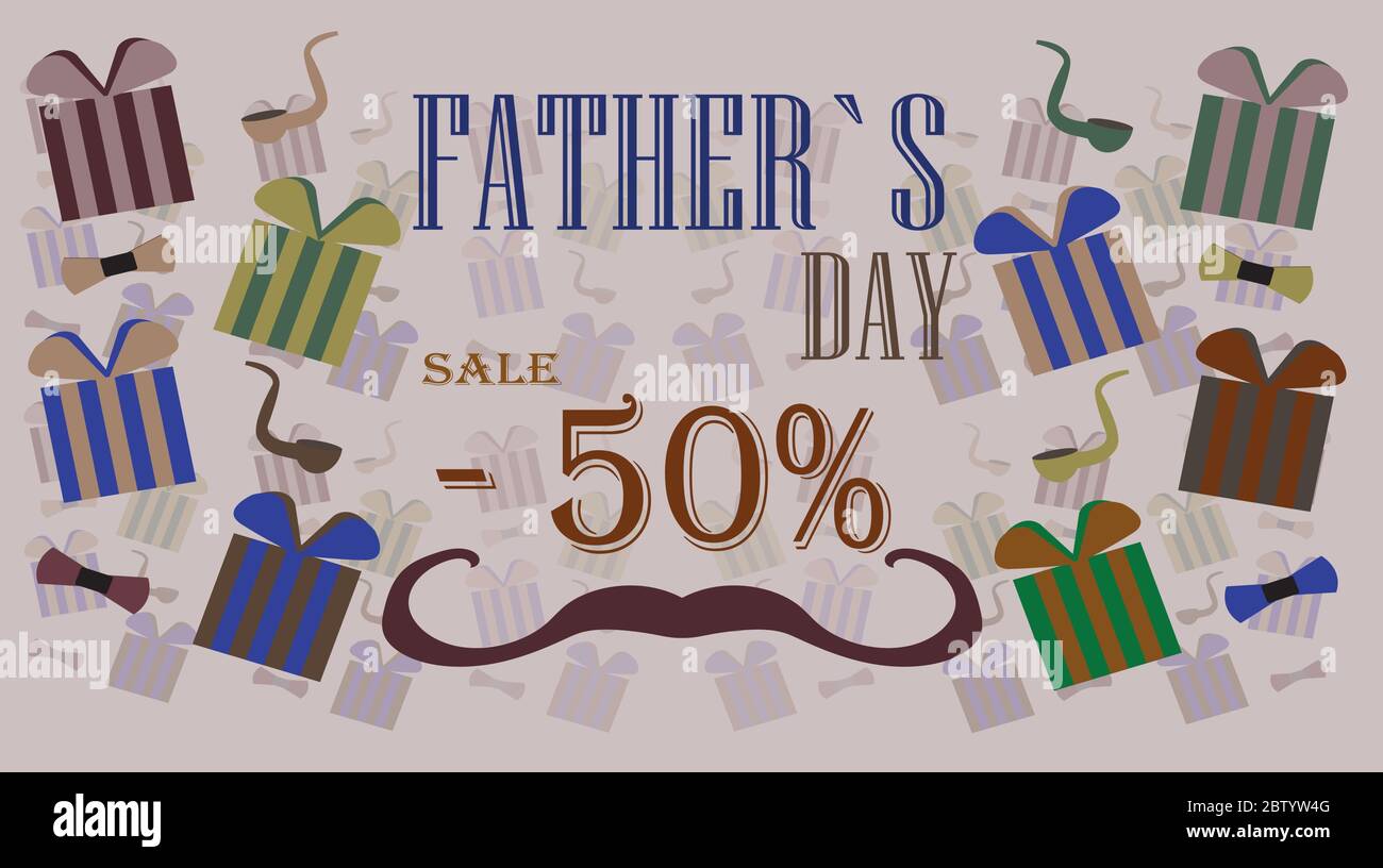 Father's Day discount card with decor Stock Vector Image & Art Alamy