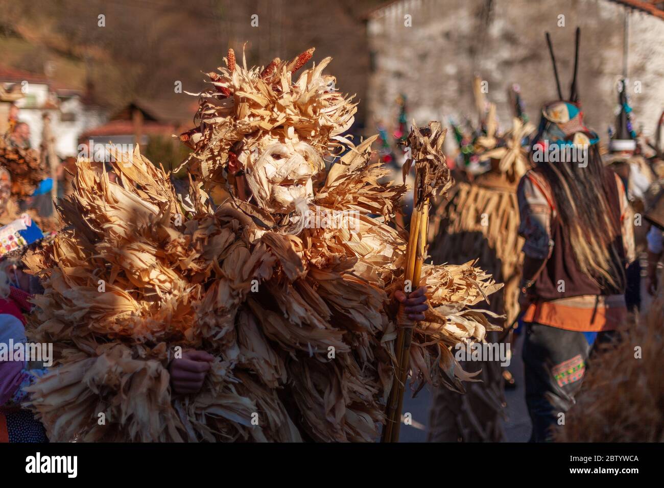 Silió, Cantabria, Spain - January 6, 2019: Vijanera is a winter masquerade that takes place in the Spanish town of Silió, in Cantabria, on the first S Stock Photo