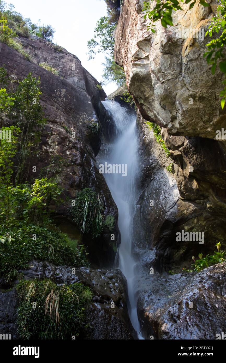 Crystal falls, a small waterfall in the Monks Cowl Nature Reserve, in ...