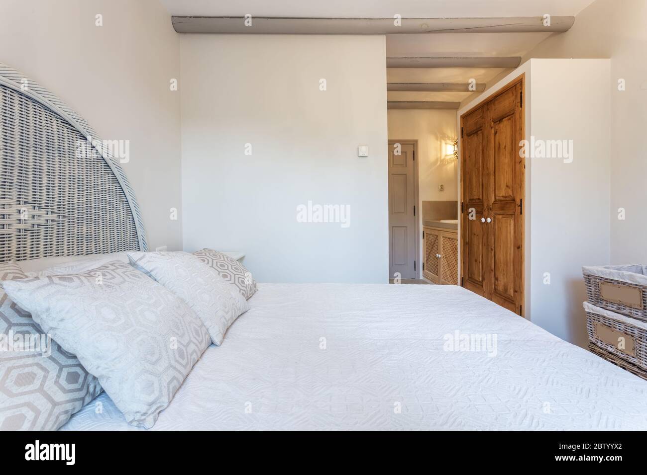 Beautiful modern bedroom in vintage style. European hotel design. Stock Photo