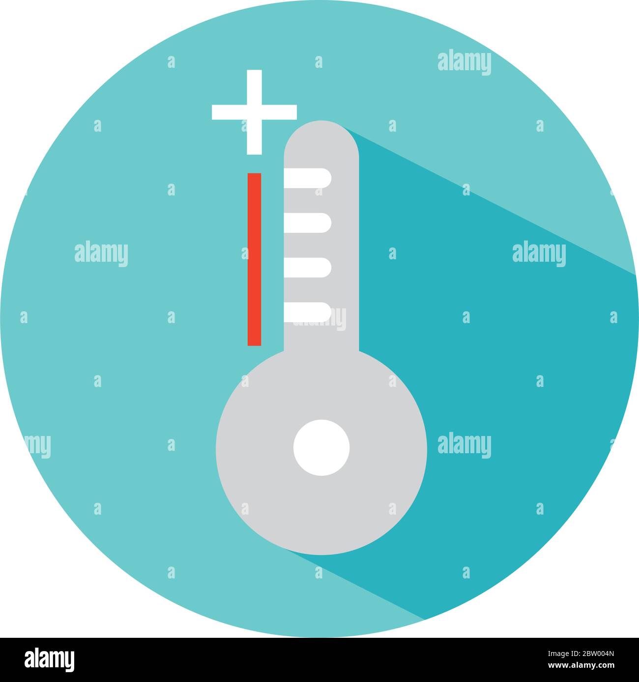 thermometer with high temperature icon over white background, block ...