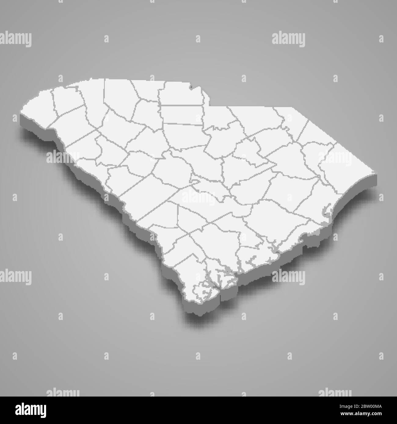 3d map of South Carolina is a state of United States Stock Vector Image & Art Alamy