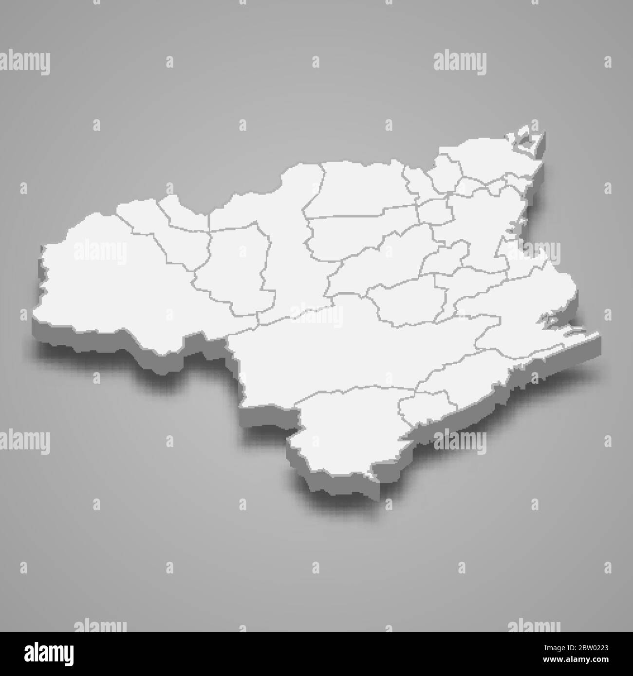 3d map of Tokushima is a prefecture of Japan Stock Vector