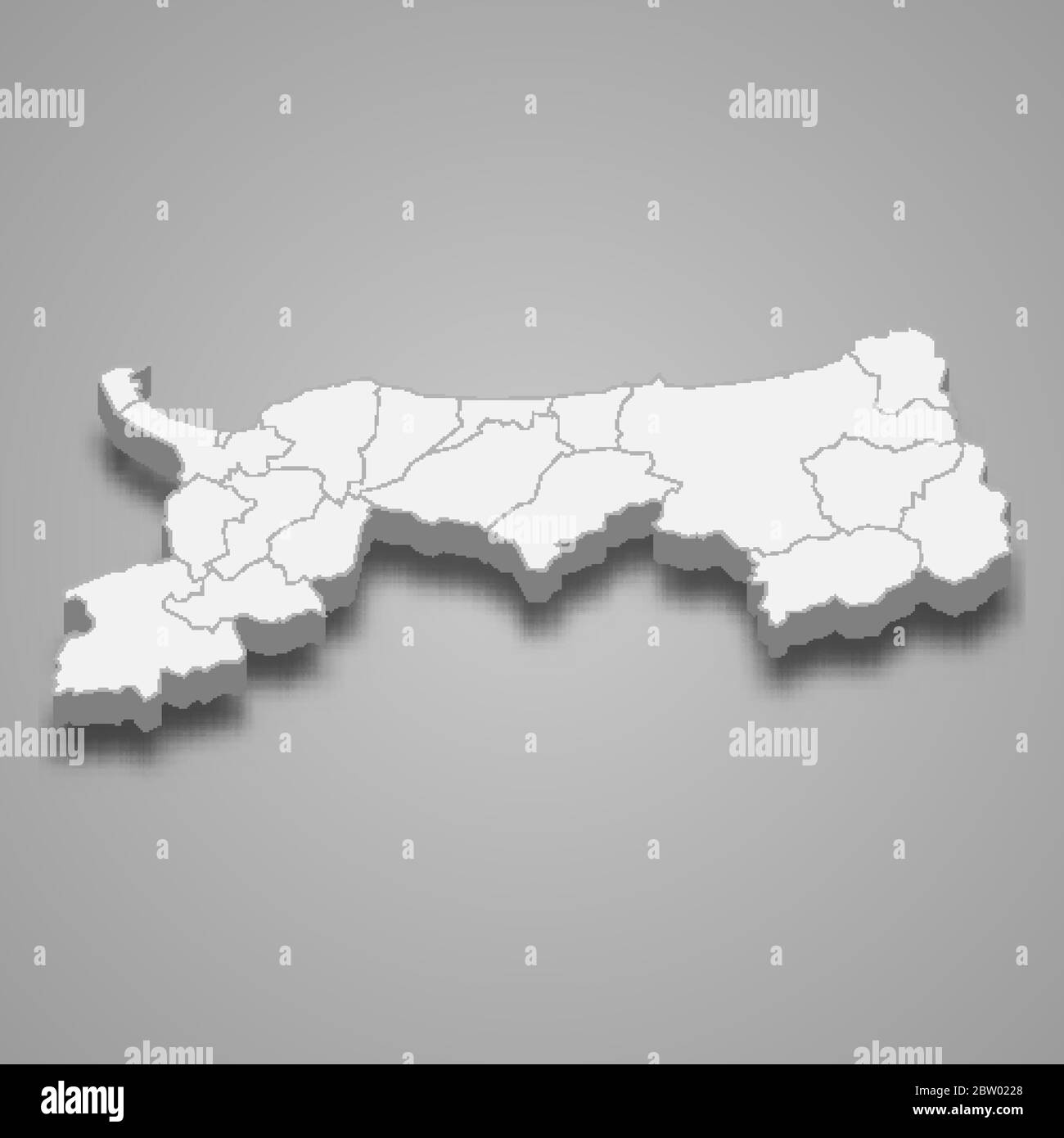 3d map of Tottori is a prefecture of Japan Stock Vector